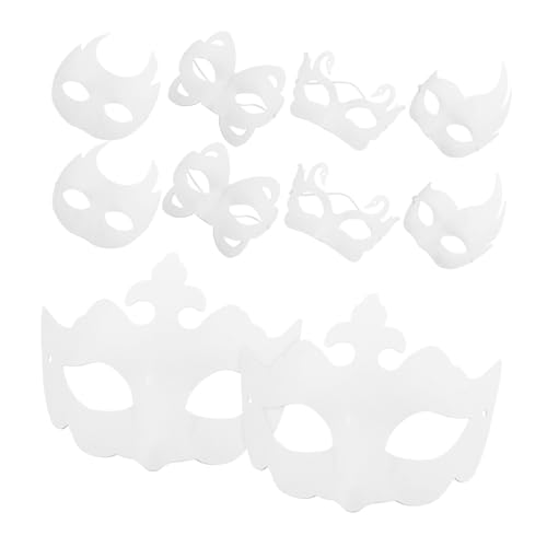 Ciieeo 10 Stück Zellstoff Maske Dekor Gesichtsmaske Unbemalt Maskerade Masken Leere Maskerade Maske Party Leermasken Halloween Kostüm Cosplay Maske DIY Maske Kinderpapier Bulk von Ciieeo