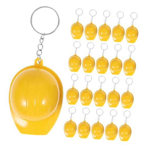 Ciieeo 100 Stück Mini Bauhelm Schlüsselanhänger Gelb Realistische Sicherheitshelm Anhänger Leicht und Strapazierfähig als Partygeschenk und Rucksackdeko für Bau-themenveranstaltungen von Ciieeo