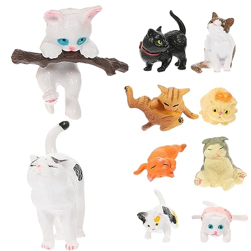 Ciieeo 10pcs Kunststoff Katze Spielzeug Tier Figuren Katze Statuen Künstliche Katze Modelle Für Decor von Ciieeo