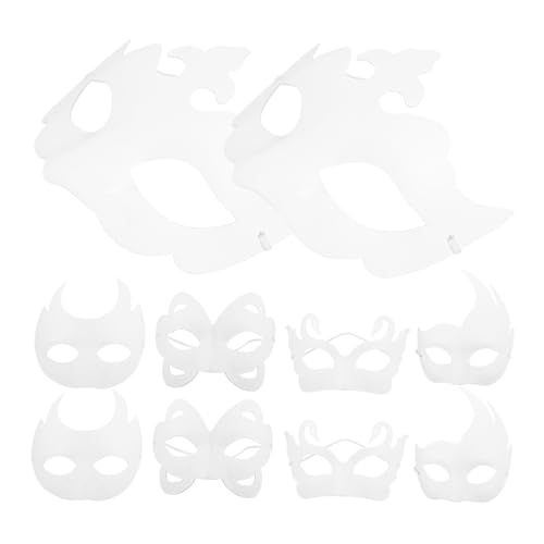 Ciieeo 10st Zellstoff-maske Party-maskerade-maske Karneval-maske Diy Unbemalte Masken Dekorative Masken Für Party Pappmaché-masken Leere Diy-masken Kind Schüttgut Leeres Blatt Weiß Papier von Ciieeo