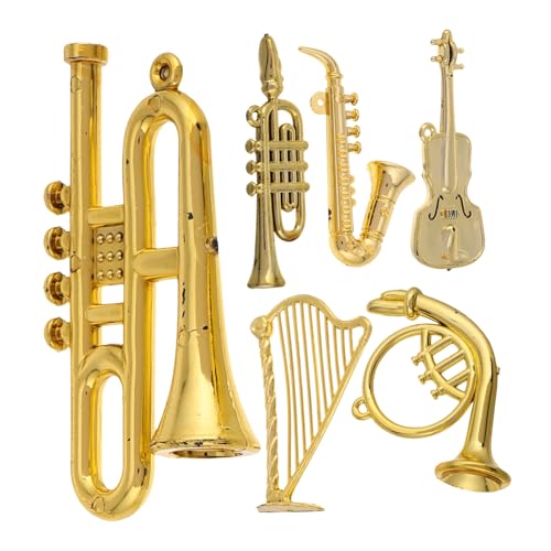Ciieeo 12 Stück Musikinstrumente Dekoratives Zubehör Miniatur Sachen Musikspielzeug Musikinstrument Puppenhaus Zubehör Kleinkind Grammophon Musikspielzeug Goldener Kunststoff von Ciieeo