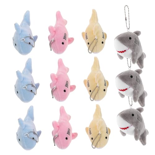 Ciieeo 12 Stück Plüsch Mini Hai Schlüsselanhänger Anhänger Weiche Kuscheltiere als Taschen- Rucksack Geldbörsencharms Robuste Metallbefestigung Bunte Meereswelt Party Mitgebsel für von Ciieeo