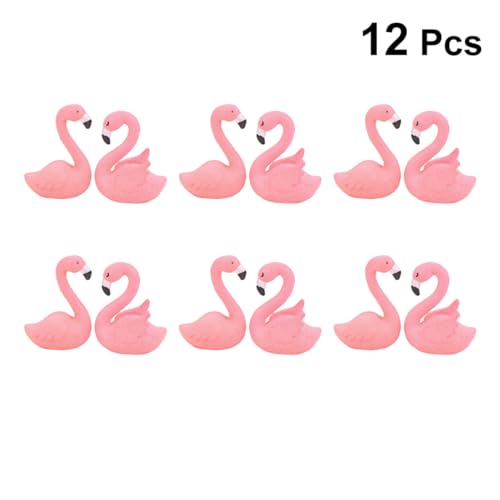 Ciieeo 12 Stück Teiliges Flamingo Cake Decor Geschlossene Geöffnete Flügel Niedliche Micro Landscape Figuren Vielseitige Dekoration für Kuchen Auto Zuhause als Geschenk von Ciieeo