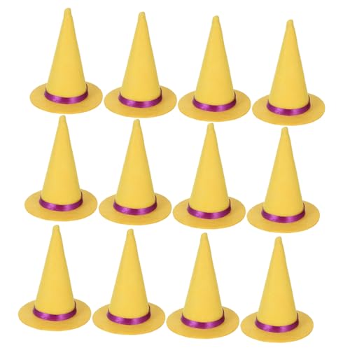 Ciieeo 12 Stück Teiliges Mini Filz Hexenhüte für Halloween Vielseitige Kleine Hüte für DIY Bastelprojekte Flaschenverschlüsse Cupcake Dekorationen und Gruselige Partyakzente von Ciieeo