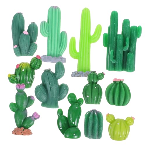 Ciieeo 12 Stück Teiliges Niedliche Miniatur Kaktus Figuren aus Kunstharz für Mikro Landschaftsdekoration Tischdekoration für Büro DIY Garten und Zuhause von Ciieeo
