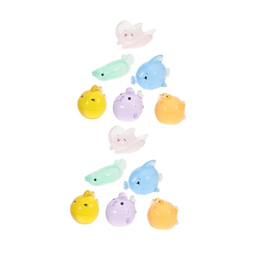 Ciieeo 12Stücke Leuchtende Mini Meerestiere für Aquarien und DIY Dekoration Dunkelleuchtende Tierfiguren Verspielte Unterwasserwelt für Zuhause und Büro von Ciieeo