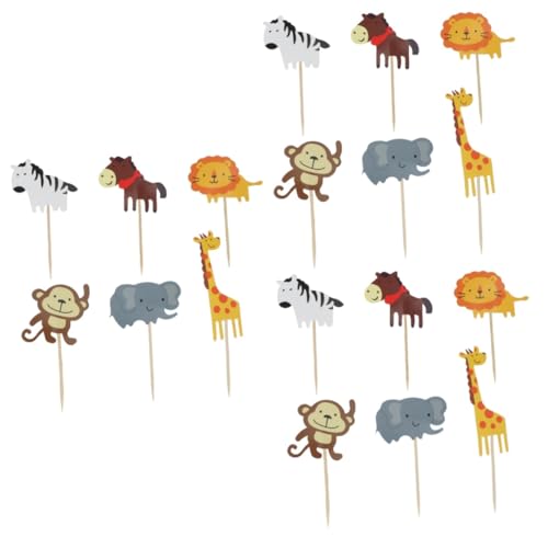 Ciieeo 144 Stk Tortenaufsatz mit Tiermotiv tortendeko einschulung party zubehör Cupcake-Topper Cupcake-Dekoration Cupcake-Picks Kuchen Picks Geburtstagskuchen einstecken Tierwelt Bambus von Ciieeo