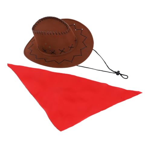 Ciieeo 1Satz Cowboykostüm für Kleinkinder Enthält Braunen Cowgirlhut und Rotes Dreieckstuch Outfit für Karneval Halloween und Mottopartys Schickes Design und Langlebige von Ciieeo