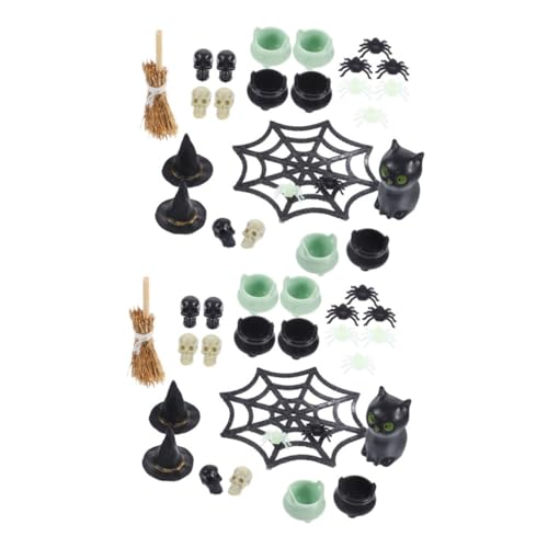 Ciieeo 2 Sätze Halloween Miniatur Ornamente Teiliges Leichte Kunststoff Dekorationen für Puppenhaus DIY Miniatur Landschaft Einzigartige Halloween Party Deko Geeignet für Garten und von Ciieeo