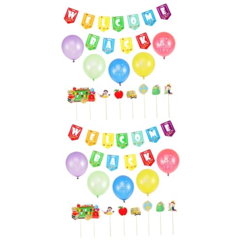 Ciieeo 2 Sätze Partydekoration zum Schulbanner Willkommen Klasse Luftballons balloons Ornament tortendeko einschulung Dekorationen für den Schulanfang Kuchen das Banner von Ciieeo