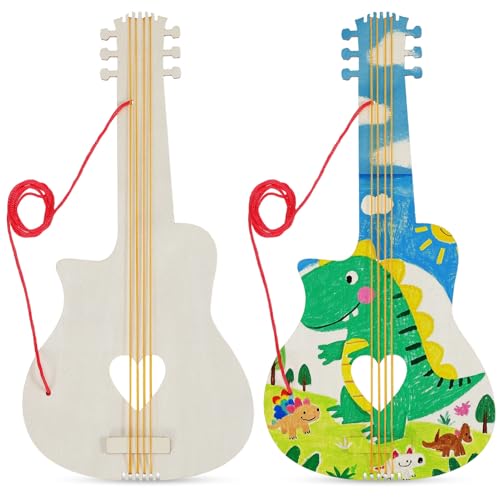 Ciieeo 2 Stück DIY Malen Holz Gitarre Spielzeug, Unfertige Holz Gitarre für Kinder, Handgemachte DIY Graffiti Gitarre Auschnitt, Kunst- und Bastelprojekt, 12,2 x 6,1 Zoll, Multi Ciieeo 2 Stück DIY Malen Holz Gitarre Spielzeug, Unfertige Holz Gitarre für Kinder, Handgemachte DIY Graffiti Gitarre Auschnitt, Kunst- und Bastelprojekt, 12,2 x 6,1 Zoll, Multi von Ciieeo