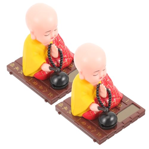 Ciieeo 2 Stück Solarbetriebene Figur Auto Deko mit Wackelndem Kopf Leichte Tragbare Feng Shui Bobblehead Skulpturen für Auto Büro und Wohnzimmer Langlebig und Sonnengesteuert von Ciieeo