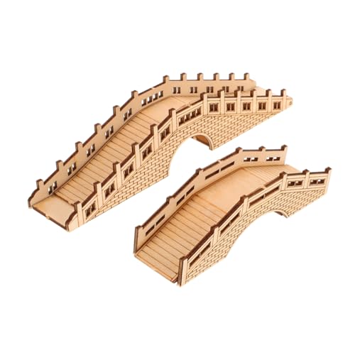Ciieeo 2 Stücke Holzbrücke Bastelset Dekorative Bogenbrücke für Mikrolandschaften DIY Bonsai Modell Architektur Miniaturornamente Handgefertigt aus Holz von Ciieeo