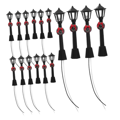 Ciieeo 20 Stück Teiliges Miniatur LED Straßenlampen Schwarz mit LED Plug and Play Modell Straßenlaternen für Puppenhaus Mikro Landschaftsbeleuchtung Einfache Installation Langlebige von Ciieeo