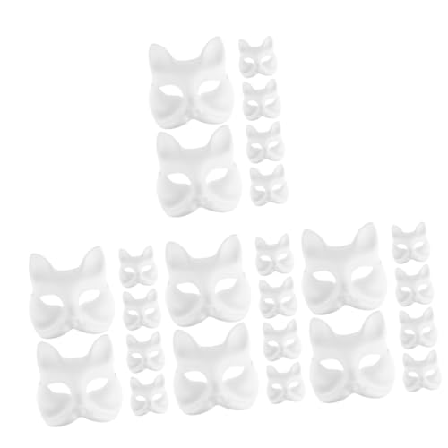 Ciieeo 24 Stk Handbemalte Maske Masken Für Erwachsene Maskerade-party-maske Maske Für Frauen Partymaske Lustige Maske Diy-maske Papier Kind Weiß Kleidung Halloween von Ciieeo