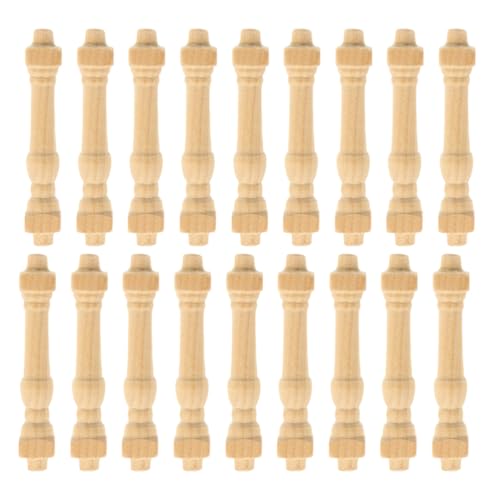 Ciieeo 24 Stück Miniatur-Puppenhaus-Möbelzubehör Holzhandläufe Spindeln für DIY Handwerk Dekor Puppenhaus Schlafzimmer und Wohnzimmer von Ciieeo