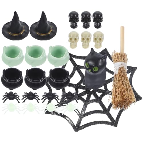 Ciieeo 25-Teiliges Halloween-Miniaturfiguren-Set Halloween-Puppenhauszubehör Aus Kunststoff Inklusive Hexenhüten Mini-Totenköpfen Schwarzer Katze Spinnennetz Besen Kesseln Verschiedenen Ciieeo 25-Teiliges Halloween-Miniaturfiguren-Set Halloween-Puppenhauszubehör Aus Kunststoff Inklusive Hexenhüten Mini-Totenköpfen Schwarzer Katze Spinnennetz Besen Kesseln Verschiedenen von Ciieeo