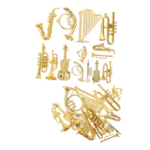 Ciieeo 28 Stück Teiliges Weihnachtsbaumdekorationen Lebendige Miniatur Trompete Saxophon Flöte Violine Modelle für DIY Kreativität Wiederverwendbare Bunte Christbaumschmuck von Ciieeo