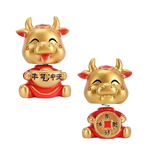Ciieeo 2St Ornamente Autodeko hühner Animal Figures Tierische Dekoration büro Dekoration Rinderfigur Nutztiere Schweinchen Hund Einweihungsparty GIF Auto vieh Dekoration Harz von Ciieeo