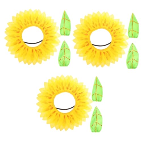 Ciieeo 3 Sätze Kopfschmuck aus Sonnenblumen Kleidung Blumenkostüm für Kinder Sonnenblumenkostüm die Blumen Halskette Stirnband Blumen halten Requisiten Seidentuch von Ciieeo