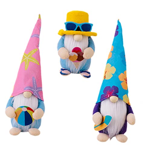 Ciieeo 3 Stück GNOME Rustikale Ocean Rudolph Figuren für Stilvolle Wohnraumgestaltung Surfbrett Strandball und Eiscreme für Feierlichkeiten und von Ciieeo