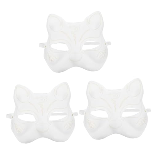 Ciieeo 3St katze gesichtsmaske diy face mask camoing kostüm für fasching karneval maske schmücken Dekor Diy-Maskerade-Masken Papiermalmasken Schüttgut bilden Zellstoff Hakenlinie Kind von Ciieeo