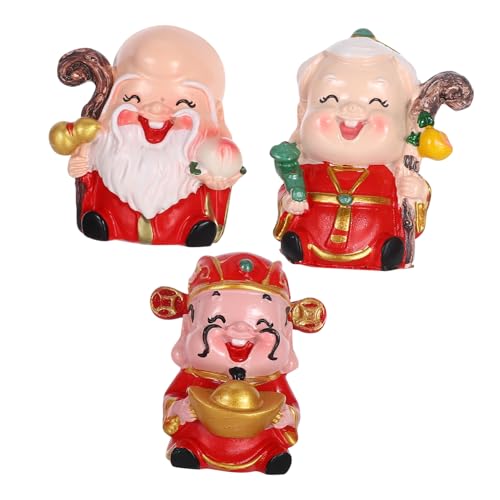 Ciieeo 3stücke Teiliges Miniaturfiguren Resin Für Tortendekoration Chinesische Elders Statuen Für Kuchen Und Desktop- Langlebig Und Detailreich von Ciieeo