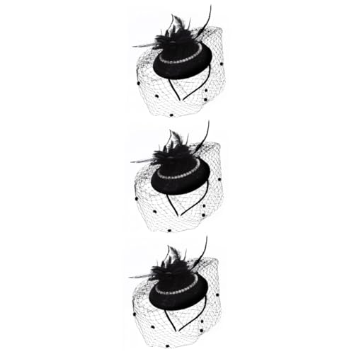 Ciieeo 3st Kopfbedeckungen Für Die Braut Dekor Perlen-haarspangen Schmücken Haarklammern Haarschmuck Für Die Hochzeit Haar Klammern Braut-fascinator Feder Stirnband Gittergewebe Bankett von Ciieeo