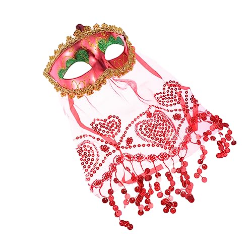 Ciieeo 3st Maskerade-schleier Mädchenschmuck Cosplay Halloween-maske Outfit Für Mädchen Mädchenkleidung Kleider Schutzmaske Kostüme Für Mädchen Karneval-maske Fräulein Venedig Rot Bilden von Ciieeo