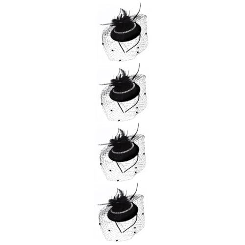 Ciieeo 4 Stück Braut Kopfbedeckung Retro Dekor Haarnadeln Haarklammern Mädchen Haarspangen Mädchen Stirnbänder Haarspangen Für Mädchen Fascinator Mesh Plume Stirnband Perlen von Ciieeo