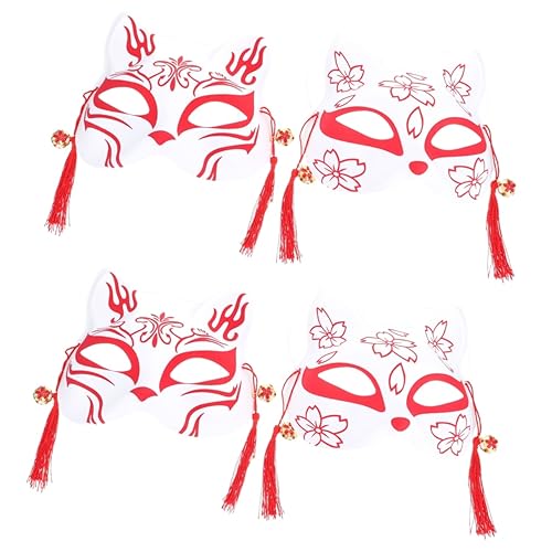 Ciieeo 4 Stück Halloween-maske Zarte Halbmaske Party-cosplay-masken Cosplay Füchse Masken Halbgesichtsmaske Für Füchse Masken Für Weihnachtskostüm Japan Tier Rot Kind Pvc von Ciieeo