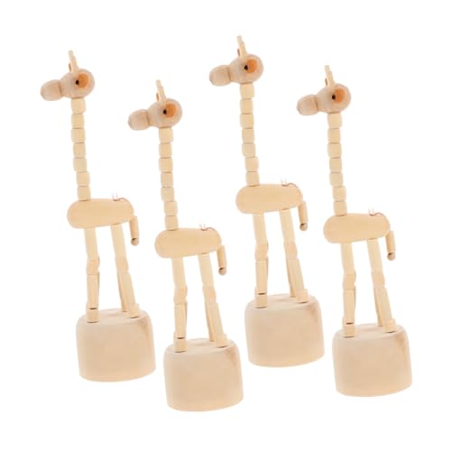 Ciieeo 4 Stück Handgefertigte Tierfiguren aus Natürlichem Holz Kreative Deko für Kinderzimmer Wohnzimmer und Reisen von Ciieeo