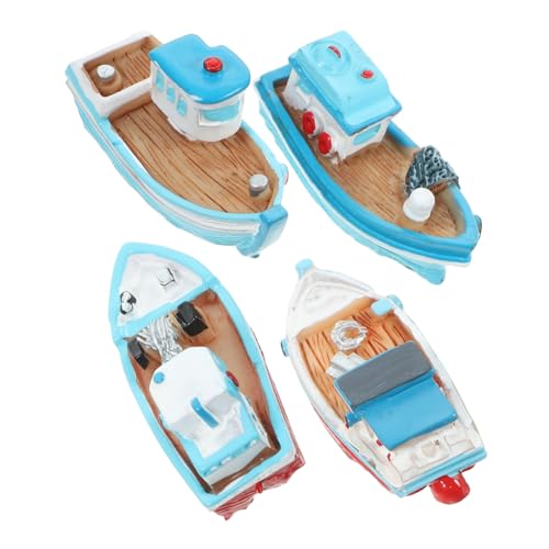 Ciieeo 4 Stück Miniatur Boot Modelle Strand Stil Resin Figuren für Home Decor Zubehör für Puppenhaus Sandbox Tischdeko von Ciieeo