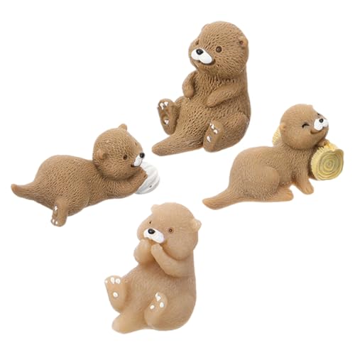 Ciieeo 4 Stück Miniatur Otter Figuren aus Harz Teiliges für Tortendekoration DIY Mikrolandschaften und Terrarien Kreative für Garten und Wohnaccessoires von Ciieeo