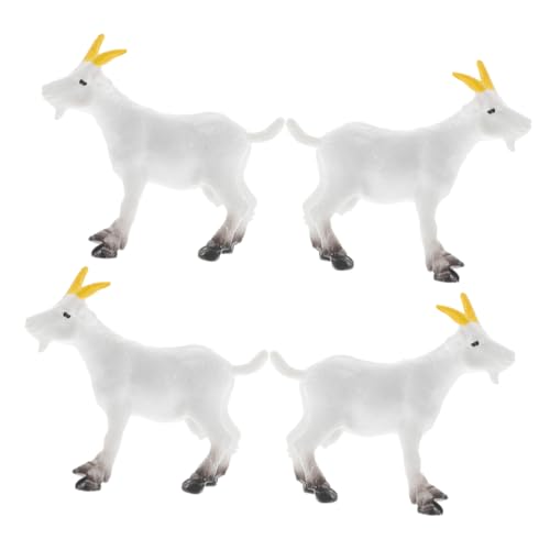 Ciieeo 4 Stück Miniatur PVC Ziegen und Schafmodelle Teilig Realistische Outdoor Tierfiguren Dekorative Kleine Ziegenskulpturen Langlebige Farmtier Dekoration für Garten und Schreibtisch von Ciieeo
