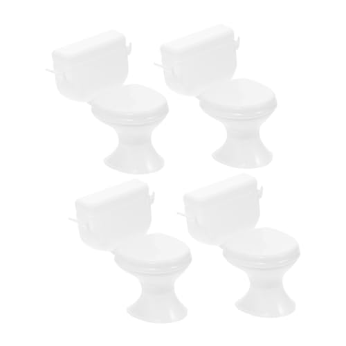Ciieeo 4 Stück Teiliges Miniatur Toiletten Puppenhaus Topper Realistische Weiße Badezimmer Dekoration Wiederverwendbar und Farbecht Flexibel für Kuchen Unterschiedlicher für Themenpartys von Ciieeo
