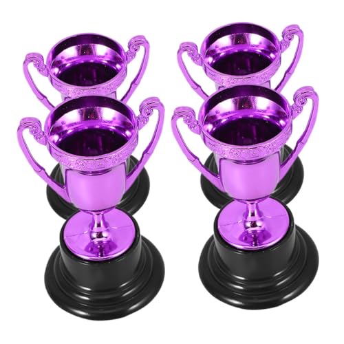 Ciieeo 4 Stück Trophäendekoration Trophäen für Spiele Trophäe Wettkampf-Trophäe winzige Trophäe Party-Trophäen-Requisiten Mini House Accessory Plastik Violett von Ciieeo