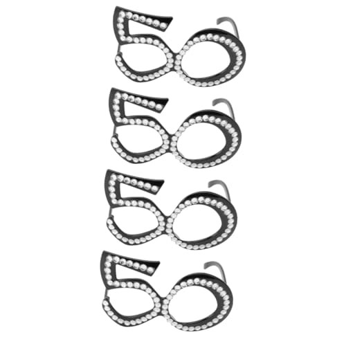Ciieeo 4 Stücke Einzigartige Anzahl Stil Geburtstag Gläser Photo Booth Requisiten Glitter Rahmen Neuheit Brillen von Ciieeo
