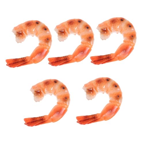 Ciieeo 5 Stück Teiliges Künstliche Garnelen Figuren Realistisch Gekochte Shrimps aus PVC Täuschend Echte Meeresfrüchte Modelle Langlebig und Wiederverwendbar für Küche Schrank Laden von Ciieeo