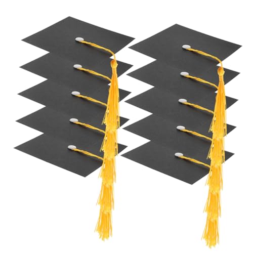 Ciieeo 50 Satz Doktorhut Süßigkeitendekoration Graduierungsaufsätze Für Tische Abschlusskucheneinsatz Abschluss-herzstück Abschluss Requisiten Black Polyester von Ciieeo