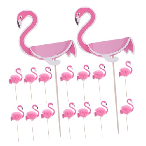 Ciieeo 50 Stück Flamingo-Karte Party-Kuchen-Dekorationen Cupcake-Ornamente speiseeis eiscreme Kuchendekorationen Flamingo-Cupcake-Picks Ananas einstecken Sommerstrand 3d von Ciieeo