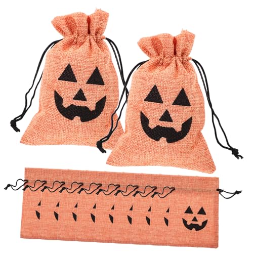Ciieeo 50 Stück Halloween Zugbeutel Kürbis Süßigkeiten Aufbewahrungstaschen für Halloween Partys Wiederverwendbare Snacks und Kleine von Ciieeo