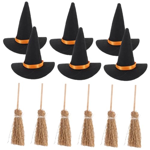 Ciieeo 6 Satz Teiliges Mini Hexenhut und Besen Set aus Filz für Halloween Deko und Basteln Kleine Hexenhüte mit Mini Besen für DIY Partydekoration und Cosplay Zubehör Ciieeo 6 Satz Teiliges Mini Hexenhut und Besen Set aus Filz für Halloween Deko und Basteln Kleine Hexenhüte mit Mini Besen für DIY Partydekoration und Cosplay Zubehör von Ciieeo