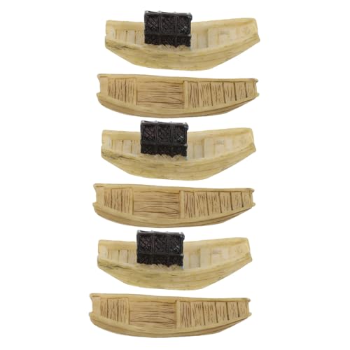 Ciieeo 6 Stück Fischerboot Modell Miniaturlandschaftszubehör winzige Boote Bootsfiguren Bootsdekoration Miniatur Japanisches Boot Miniatur segelboot Harz Dark Brown von Ciieeo