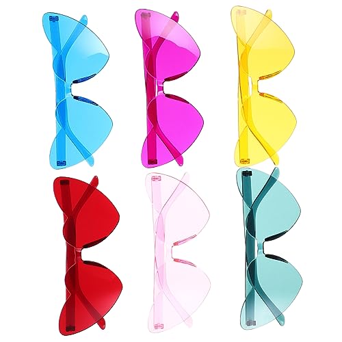 Ciieeo 6 Stück Herzförmige Sonnenbrille Randlose Partybrillen Verschiedenen Farben für Damen und Herren Leicht und Bequem für Feste Geburtstage und Outdoor Aktivitäten von Ciieeo