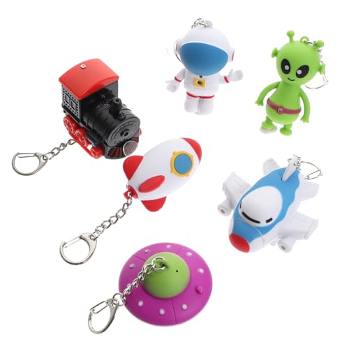 Ciieeo 6 Stück LED Tier Flashlight Schlüsselanhänger mit Leuchtenden Tiermotiven Multifunktional als Taschenlampe Bag Charm und Bunte Anhänger für Pediatric Nurse Zubehör von Ciieeo