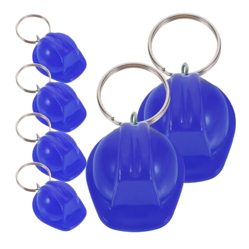 Ciieeo 6 Stück Miniatur-Bauhut Mini-Bauhelm Schlüsselanhänger Kleiner Sicherheitshut Schlüsselanhänger Kunststoff Miniatur-Flaschenaufsatz Hüte Puppen-Ankleidespielzubehör Blau von Ciieeo
