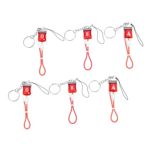 Ciieeo 6 Stück Teiliges Halloween Schlüsselanhänger Blutgruppen Design Charms für Partytüten Kreative Deko für Halloween und Geburtstagsfeiern von Ciieeo