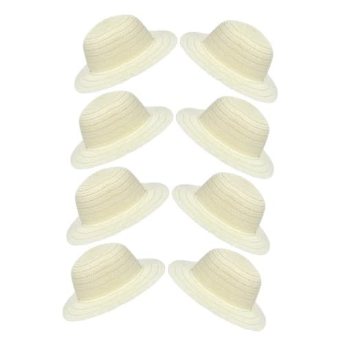 Ciieeo 8 Stück Teiliges DIY Strohhut zum Bemalen Leichte Weiße Blanko Hüte für Kreative Handwerksprojekte für Familienaktivitäten Schulgruppen Indoor Partys und Outdoor Ausflüge von Ciieeo