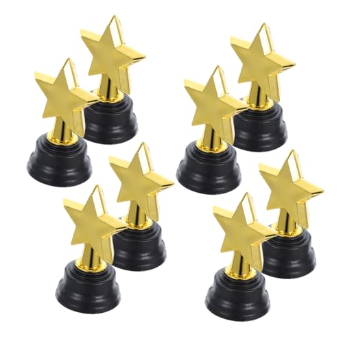 Ciieeo 8 Stück Trophäe mit fünfzackigem Stern kleine Trophäe Basketball-Trophäen Trophäenpreis Party mitgebsel Kinderspielzeugtrophäen trophäen für vergeben Plastik Golden von Ciieeo